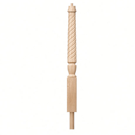 T-3012 3-1/2 x 41" Bunker Hill Volute Newel Post with Adjustable Dowel, Hard Maple