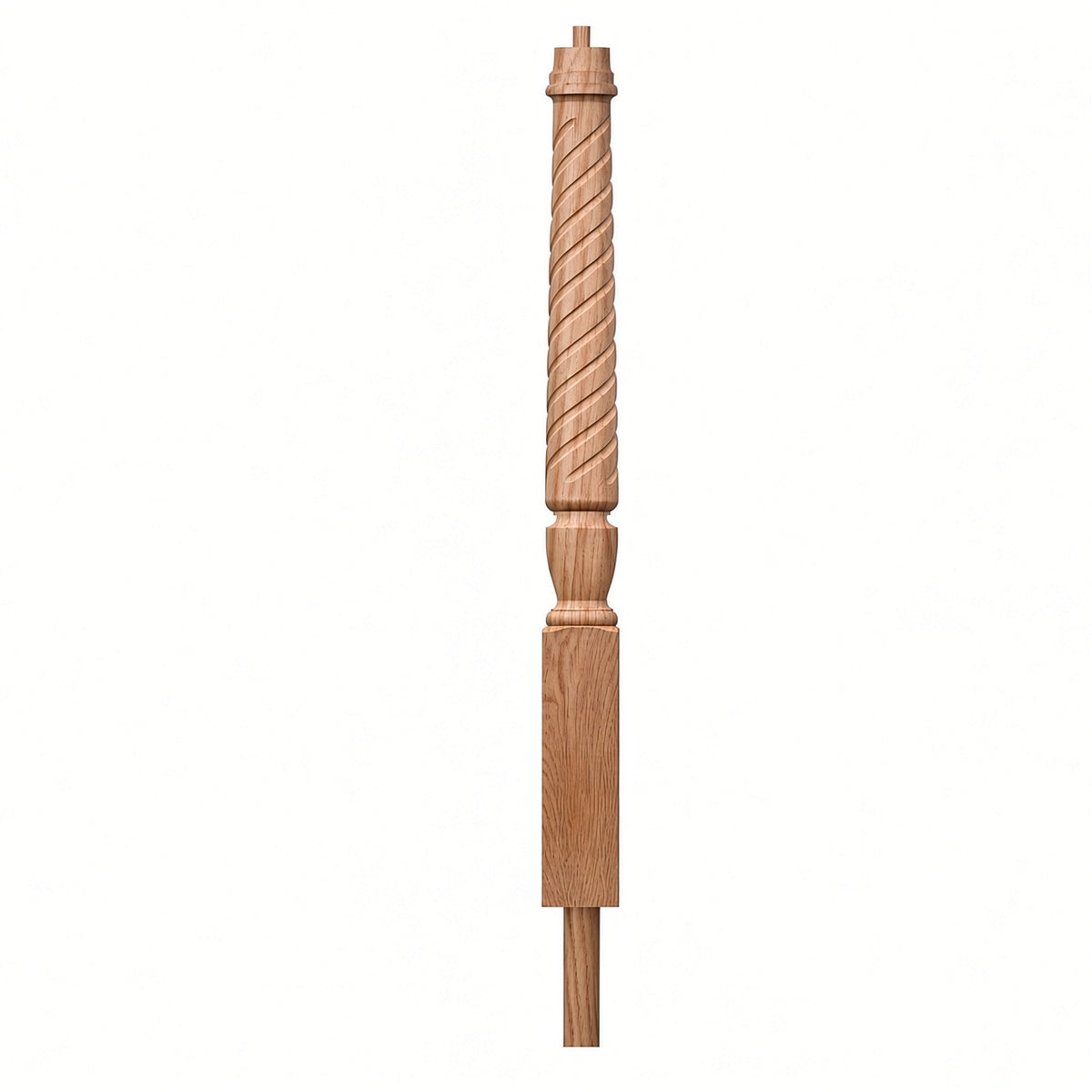 T-3012 3-1/2 x 41" Bunker Hill Volute Newel Post with Adjustable Dowel, Hickory