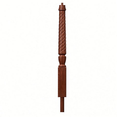 T-3012 3-1/2 x 41" Bunker Hill Volute Newel Post with Adjustable Dowel, Mahogany