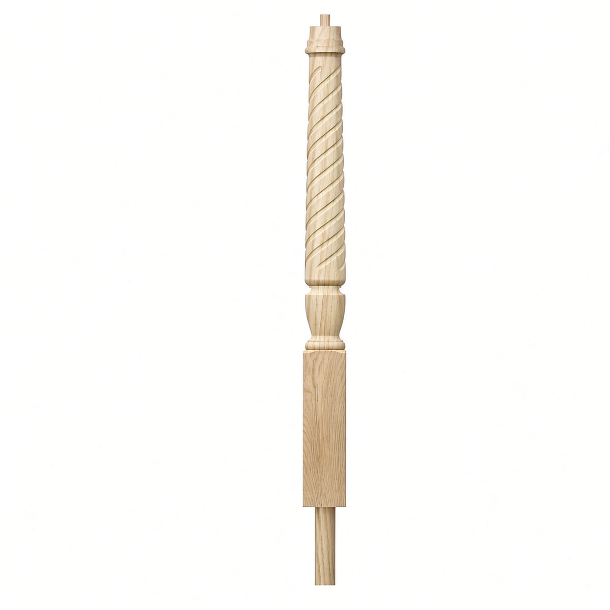 T-3012 3-1/2 x 41" Bunker Hill Volute Newel Post with Adjustable Dowel, Poplar
