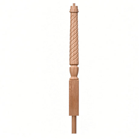 T-3012 3-1/2 x 41" Bunker Hill Volute Newel Post with Adjustable Dowel, Soft Maple