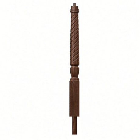 T-3012 3-1/2 x 41" Bunker Hill Volute Newel Post with Adjustable Dowel, Walnut