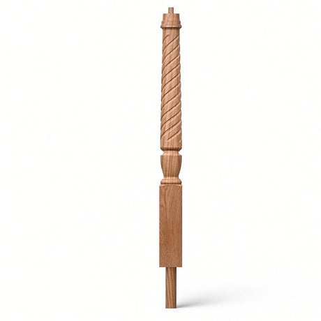 T-3012 3-1/2 x 41" Bunker Hill Volute Newel Post with Adjustable Dowel, White Oak
