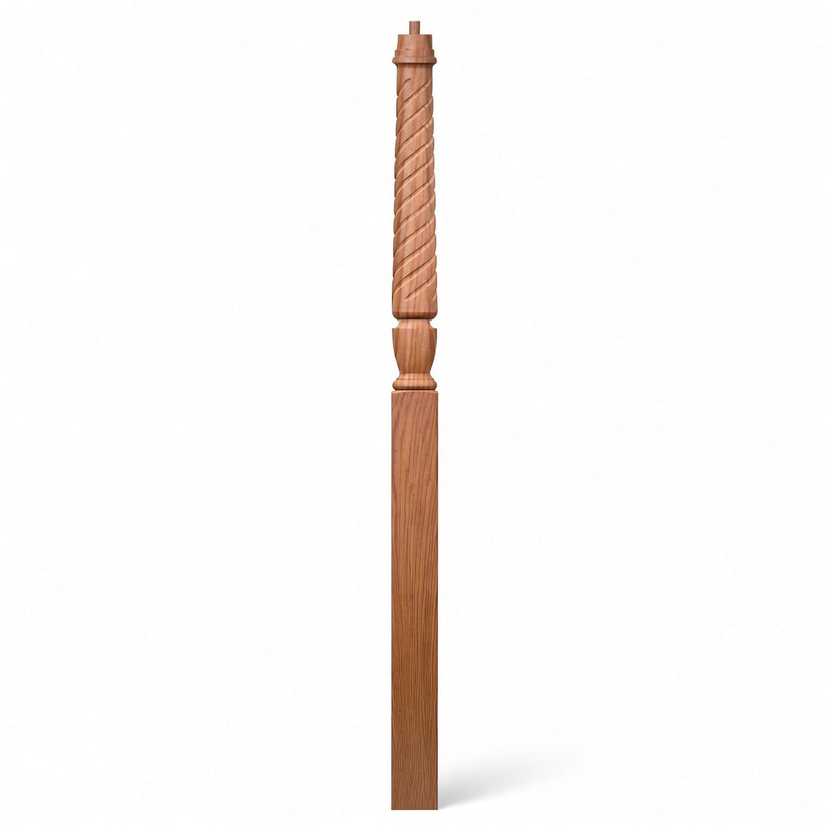 T-3015 Twist Bunker Hill 3-1/2" x 56" or 3-1/2 x 60" Gooseneck Landing Pin Top Newel Post, Alder