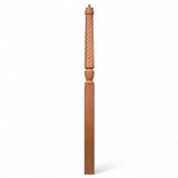 T-3015 Twist Bunker Hill 3-1/2" x 56" or 3-1/2 x 60" Gooseneck Landing Pin Top Newel Post, Alder
