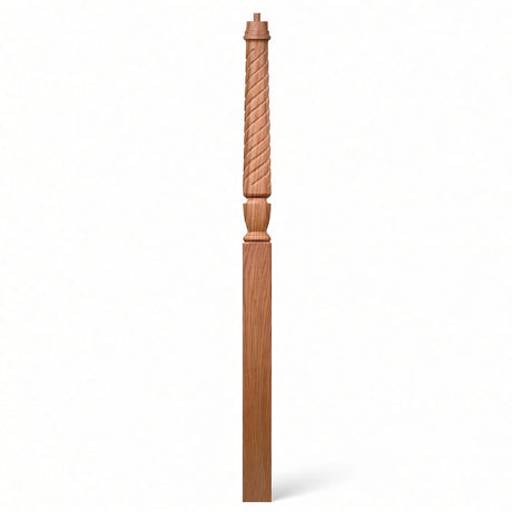 T-3015 Twist Bunker Hill 3-1/2" x 56" or 3-1/2 x 60" Gooseneck Landing Pin Top Newel Post, Alder