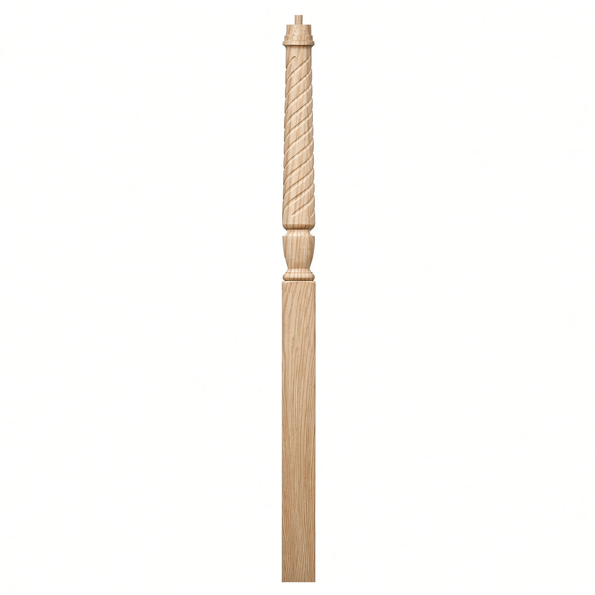 T-3015 Twist Bunker Hill 3-1/2" x 56" or 3-1/2 x 60" Gooseneck Landing Pin Top Newel Post, Ash