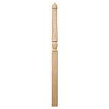 T-3015 Twist Bunker Hill 3-1/2" x 56" or 3-1/2 x 60" Gooseneck Landing Pin Top Newel Post, Ash