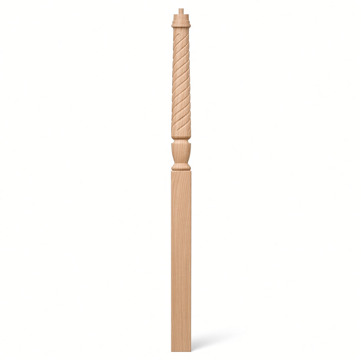 T-3015 Twist Bunker Hill 3-1/2" x 56" or 3-1/2 x 60" Gooseneck Landing Pin Top Newel Post, Beech