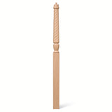 T-3015 Twist Bunker Hill 3-1/2" x 56" or 3-1/2 x 60" Gooseneck Landing Pin Top Newel Post, Beech