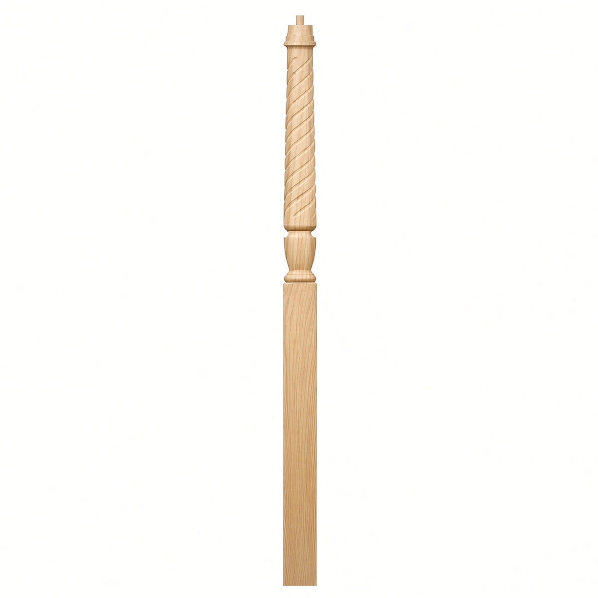 T-3015 Twist Bunker Hill 3-1/2" x 56" or 3-1/2 x 60" Gooseneck Landing Pin Top Newel Post, Birch