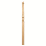 T-3015 Twist Bunker Hill 3-1/2" x 56" or 3-1/2 x 60" Gooseneck Landing Pin Top Newel Post, Birch