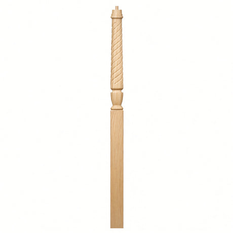 T-3015 Twist Bunker Hill 3-1/2" x 56" or 3-1/2 x 60" Gooseneck Landing Pin Top Newel Post, Birch