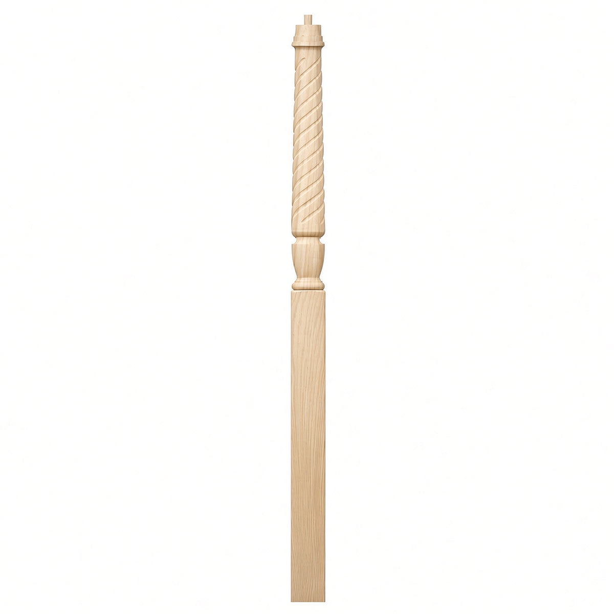 T-3015 Twist Bunker Hill 3-1/2" x 56" or 3-1/2 x 60" Gooseneck Landing Pin Top Newel Post, Hard Maple
