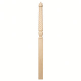 T-3015 Twist Bunker Hill 3-1/2" x 56" or 3-1/2 x 60" Gooseneck Landing Pin Top Newel Post, Hard Maple