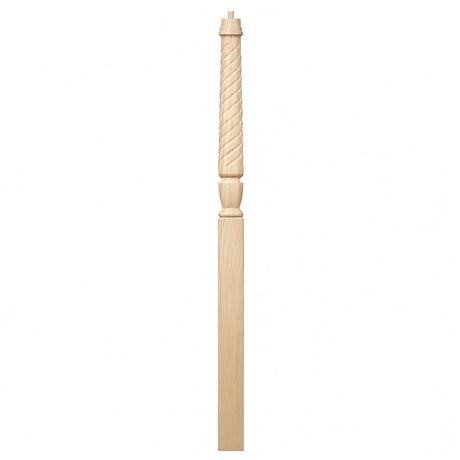 T-3015 Twist Bunker Hill 3-1/2" x 56" or 3-1/2 x 60" Gooseneck Landing Pin Top Newel Post, Hard Maple
