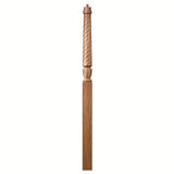 T-3015 Twist Bunker Hill 3-1/2" x 56" or 3-1/2 x 60" Gooseneck Landing Pin Top Newel Post, Hickory