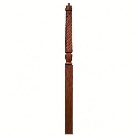 T-3015 Twist Bunker Hill 3-1/2" x 56" or 3-1/2 x 60" Gooseneck Landing Pin Top Newel Post, Mahogany