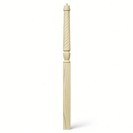 T-3015 Twist Bunker Hill 3-1/2" x 56" or 3-1/2 x 60" Gooseneck Landing Pin Top Newel Post, Poplar