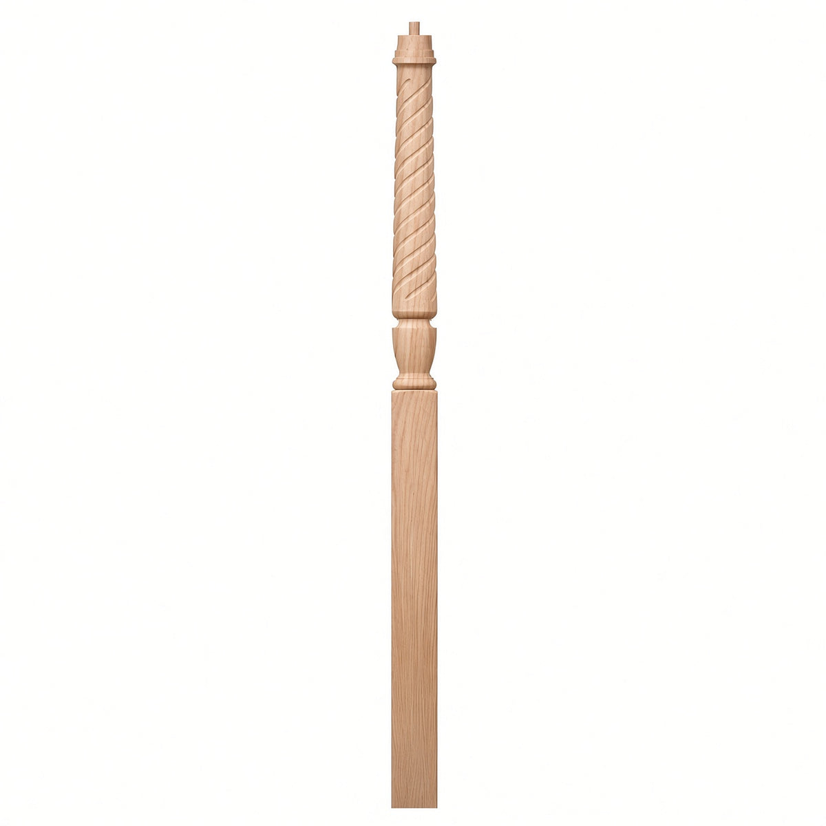 T-3015 Twist Bunker Hill 3-1/2" x 56" or 3-1/2 x 60" Gooseneck Landing Pin Top Newel Post, Soft Maple