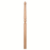 T-3015 Twist Bunker Hill 3-1/2" x 56" or 3-1/2 x 60" Gooseneck Landing Pin Top Newel Post, Soft Maple
