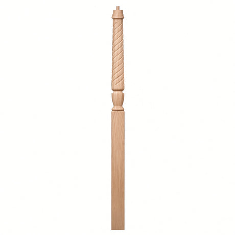 T-3015 Twist Bunker Hill 3-1/2" x 56" or 3-1/2 x 60" Gooseneck Landing Pin Top Newel Post, Soft Maple