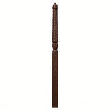 T-3015 Twist Bunker Hill 3-1/2" x 56" or 3-1/2 x 60" Gooseneck Landing Pin Top Newel Post, Walnut