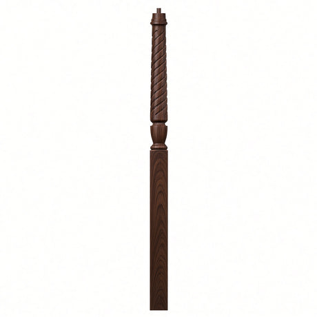 T-3015 Twist Bunker Hill 3-1/2" x 56" or 3-1/2 x 60" Gooseneck Landing Pin Top Newel Post, Walnut