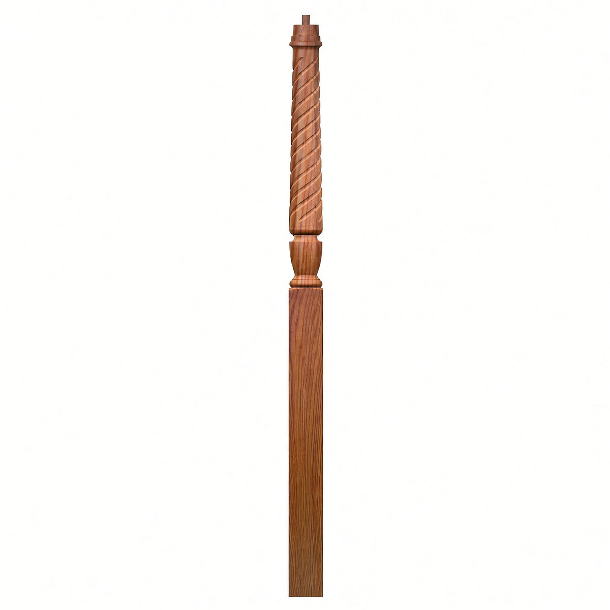 T-3015 Twist Bunker Hill 3-1/2" x 56" or 3-1/2 x 60" Gooseneck Landing Pin Top Newel Post, White Oak