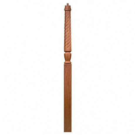 T-3015 Twist Bunker Hill 3-1/2" x 56" or 3-1/2 x 60" Gooseneck Landing Pin Top Newel Post, White Oak