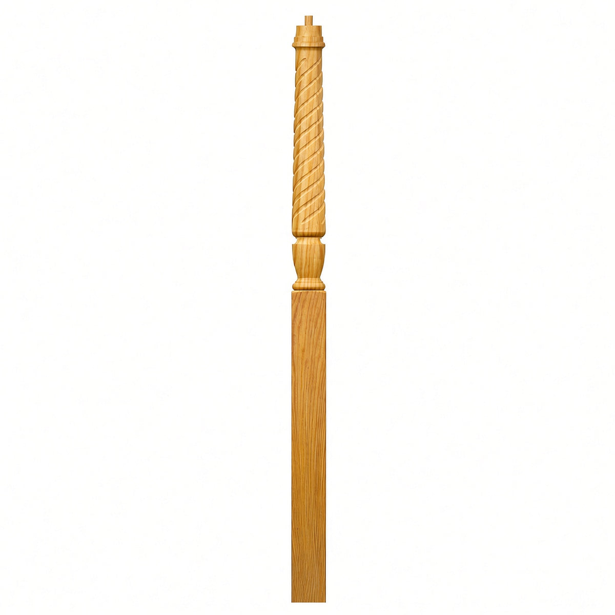 T-3015 Twist Bunker Hill 3-1/2" x 56" or 3-1/2 x 60" Gooseneck Landing Pin Top Newel Post, Yellow Pine