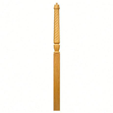 T-3015 Twist Bunker Hill 3-1/2" x 56" or 3-1/2 x 60" Gooseneck Landing Pin Top Newel Post, Yellow Pine