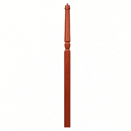 T-3018 3-1/2" x 72" Bunker Hill Pin Top Landing Newel Post, Brazilian Cherry