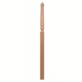 T-3018 3-1/2" x 72" Bunker Hill Pin Top Landing Newel Post, Red Oak