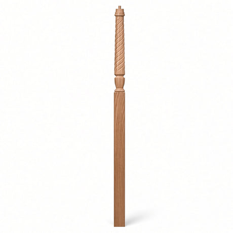 T-3018 3-1/2" x 72" Bunker Hill Pin Top Landing Newel Post, White Oak