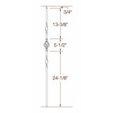 T-08 Single Basket, Double Ribbon, Tubular Steel Dimensional Information