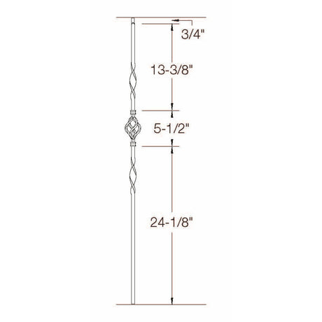T-08 Single Basket, Double Ribbon, Tubular Steel Dimensional Information