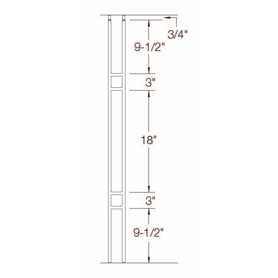 T-19 Double Panel Craftsman Baluster Dimensional Information