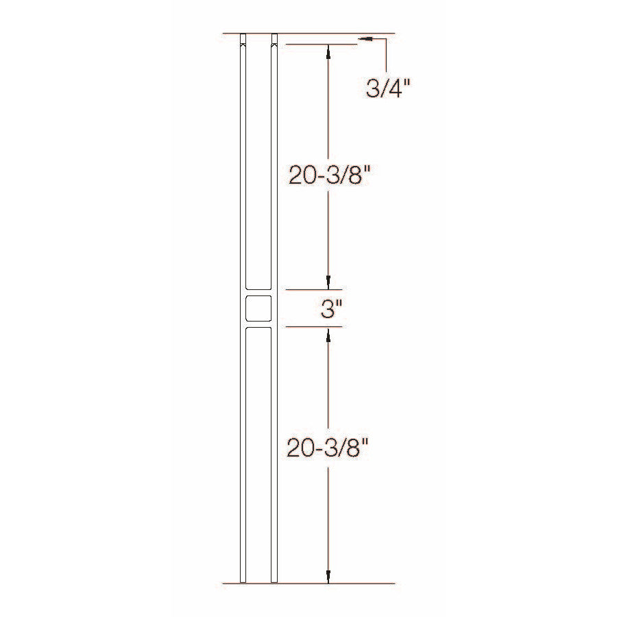 T-20 Single Panel Craftsman Baluster Dimensional Information