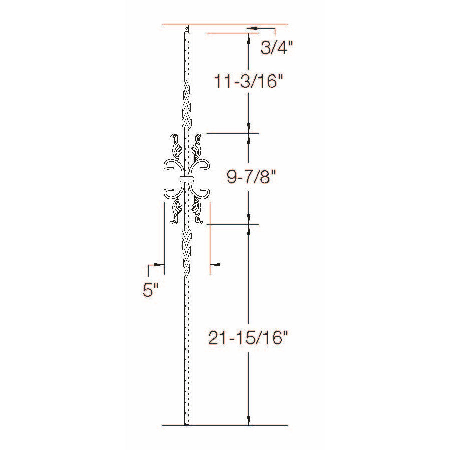 T-24 Split Double Arrows with Butterfly Scroll Edge Hammered Dimensional Information