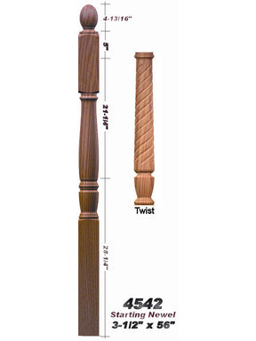 T-4542 Ball Top Starting Georgia Newel Post