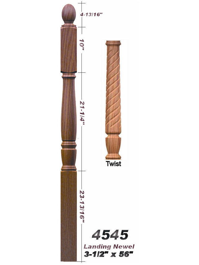 T-4545 Ball Top 2nd Floor Landing Georgia Newel Post
