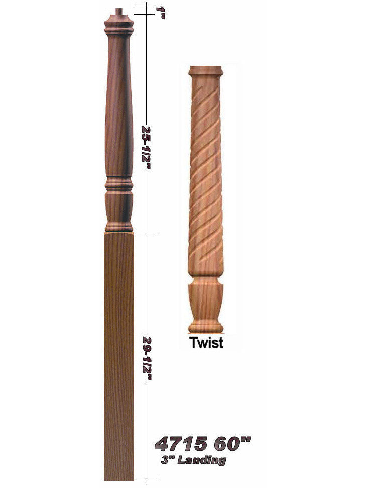 T-4715 Twist Pin Top Landing Georgia Newel Post