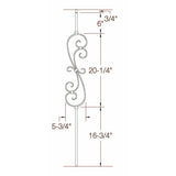 T-56 Feathered S-Scroll 5-3/4" wide Dimensional Information