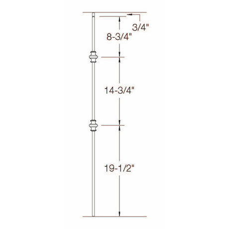 T-61 Double Knuckle Baluster Dimensional Information