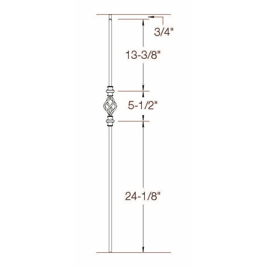 T-62 Single Basket with Double Knuckle Baluster Dimensional Information