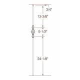 T-62 Single Basket with Double Knuckle Baluster Dimensional Information