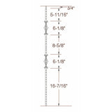 T-94 Double Diamond Edge Hammered Dimensional Information