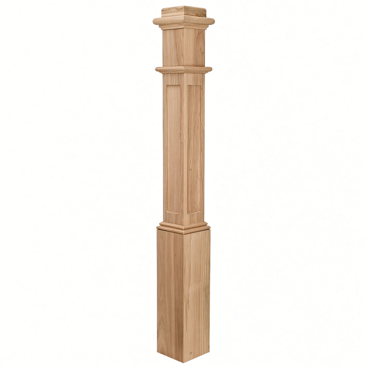 991TFP True Flat Panel 6-1/4" x 56" Ranch Box Newel post, Red Oak
