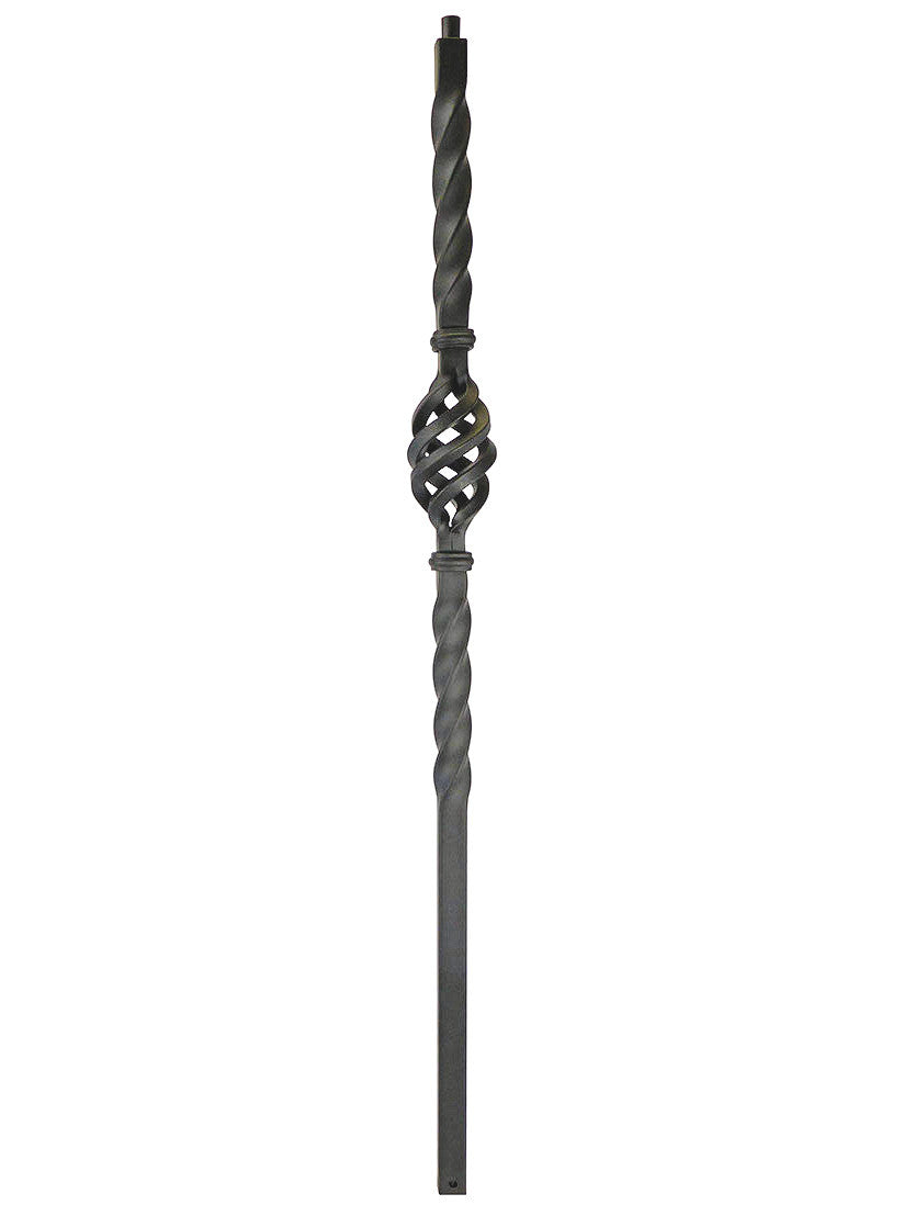 TN04 Square Newel Post with Basket, Satin Black